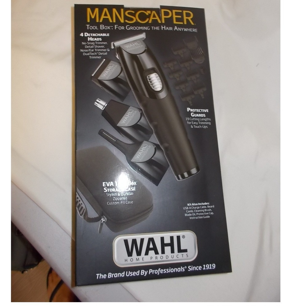 Wahl Manscaper Tool Box Rechargeable Lithium Ion Men Grooming Kit 4 Heads NEW - Picture 5 of 5